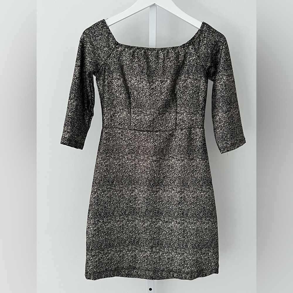GB BLACK METALLIC STRETCH MINI SEXY DRESS SIZE XS NWTS! - Picture 6 of 17